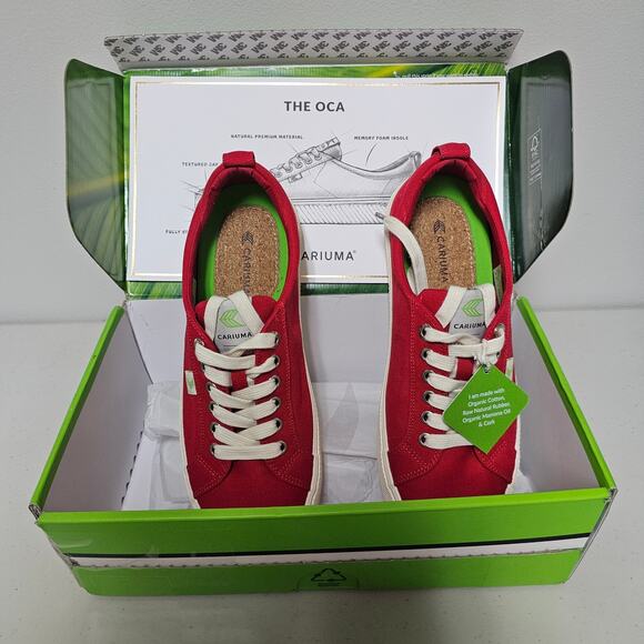 Cariuma OCA Low red canvas sneaker Mens  9 women's 10.5 - Picture 7 of 8